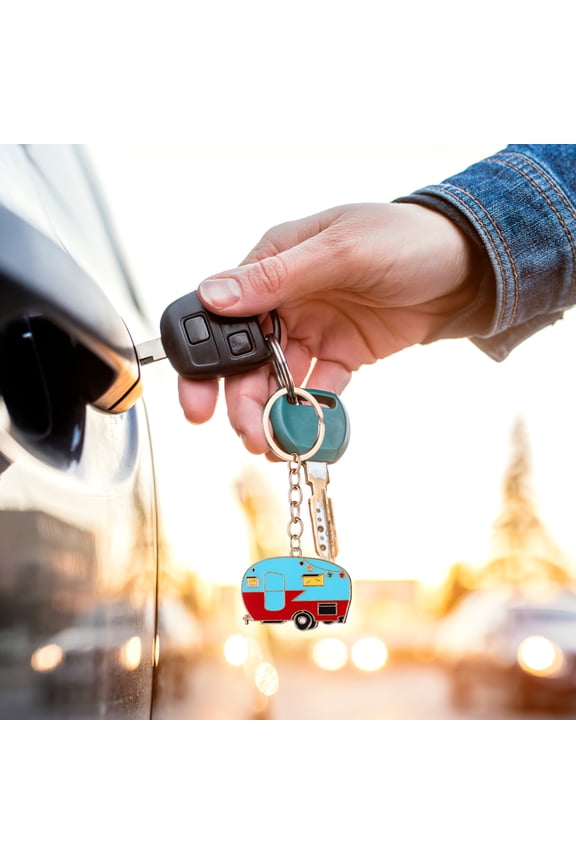 2Pcs Cute Camper Keychains Metal Rv Key Charms for Car Keys Backpack Pendant
