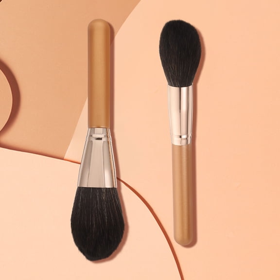 GETAJGHSD 2Pcs Multipurpose Foundation and Blusher Brushes with Ergonomic Wooden Handles