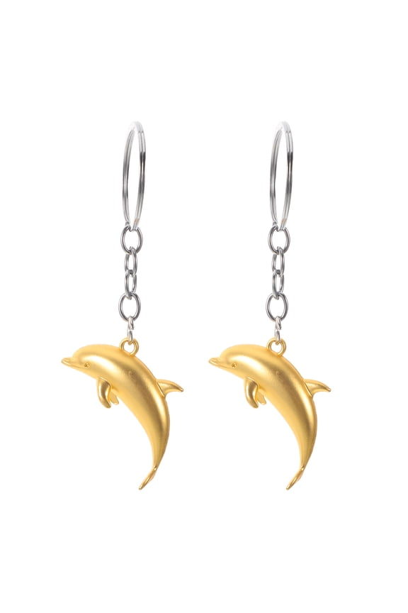 2Pcs Metal Dolphin Keychains with 3D Ocean Animal Design for Bag Or Travel Decor