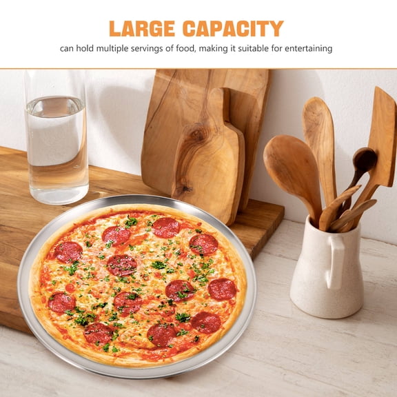 GETAJGHSD 2Pcs Plated Silver Stainless Steel Pizza Pan Round Shape for Baking and Serving