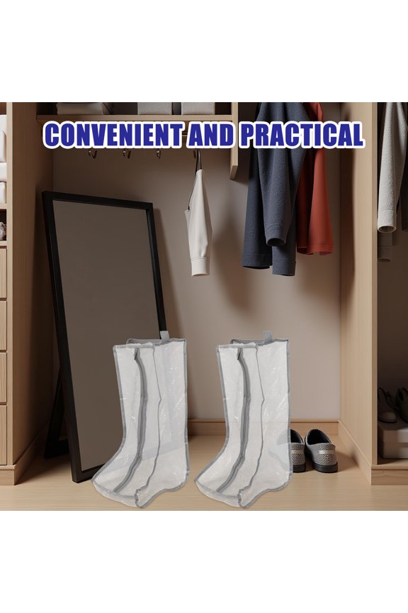 2Pcs Clear Waterproof Boot Storage Bags with Zipper Large Dustproof Shoe Organizer
