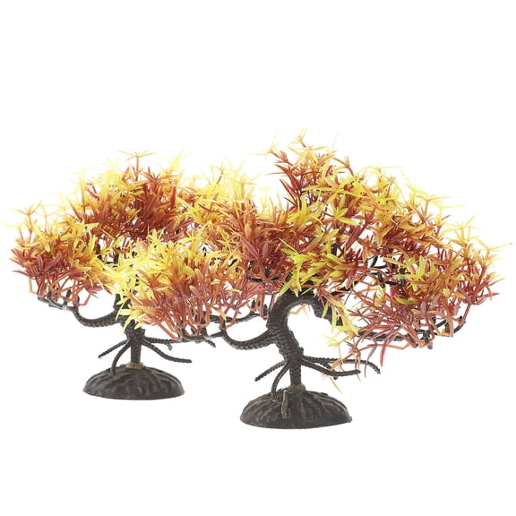 GETAJGHSD 2Pcs Fish Tank Pine Tree Aquarium Decoration Premium Plastic Artificial Plant Ornament