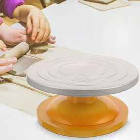 GETAJGHSD 2Pcs Revolving Cake Stand Plated Silver with Silent Rotating Bearings for Home Use