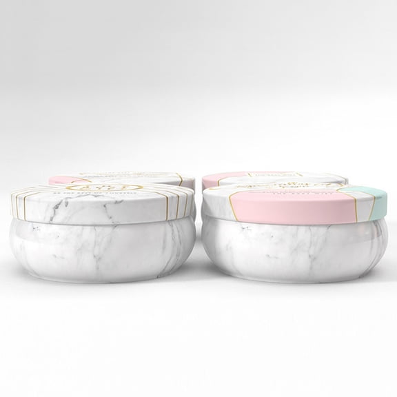 GETAJGHSD 2-Pack Round White Marble Wedding Favor Boxes, Iron Tin Candy Storage Containers for Party