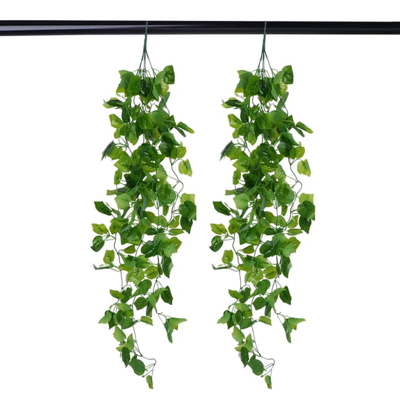 GETAJGHSD 2Pcs Artificial Green Vine Simulation Plant Ornament with Realistic Fake Grape Leaves