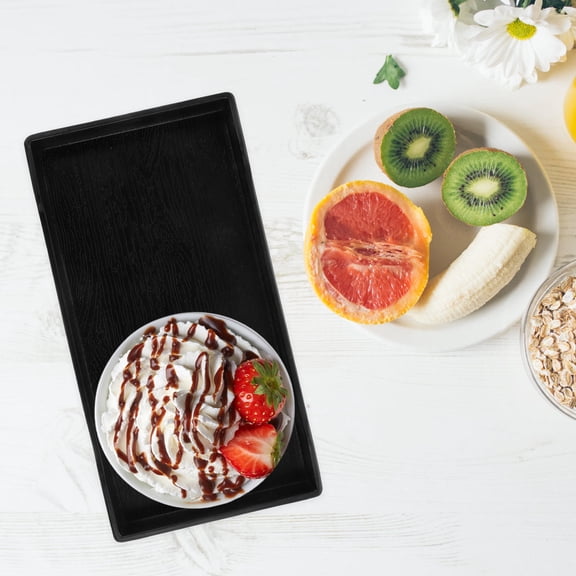 GETAJGHSD 2Pcs Black Small Plastic Serving Tray Reusable Snack Tray Decorative Fruit Plate for Home