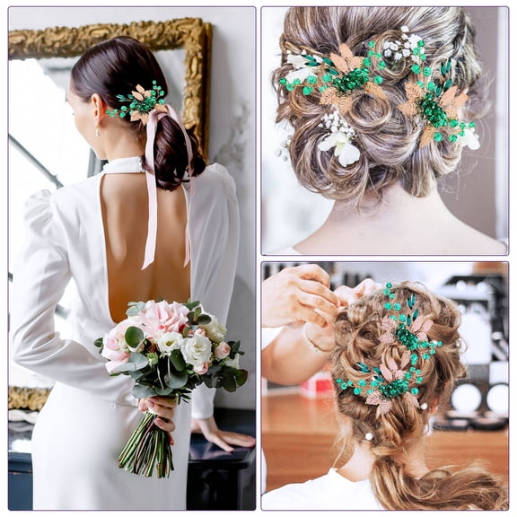 GETAJGHSD 2Pcs Bridal Hair Comb Clips with Rhinestone Leaf Vine Design for Wedding Party