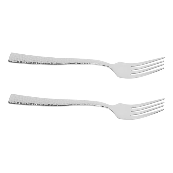 GETAJGHSD 2Pcs Stainless Steel Forks Hammered Surface Comfort Grip for Family Dinners Parties Silver