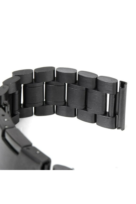2Pcs Stainless Steel Watch Band 20Mm Black Straight End Solid Links Bracelet with Spring Bars