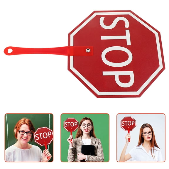 GETAJGHSD 2Pcs Plastic Handheld Stop Sign with Handle for Teacher Classroom Management in Red