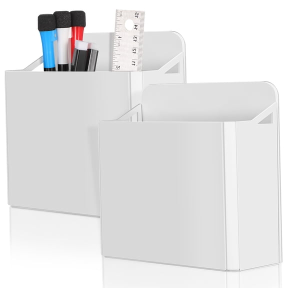 GETAJGHSD 2Pcs White Dry Erase Marker Holder with Suction Cups and Removable Dividers for Desk