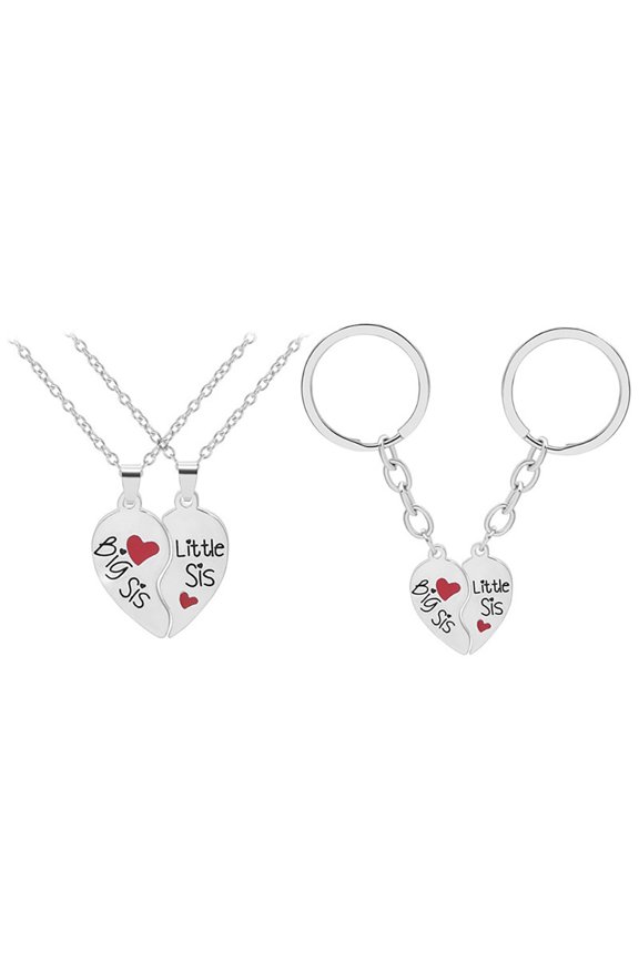 2Sets Splicing Love Key Ring Set Durable Decorative Keychain Pendant