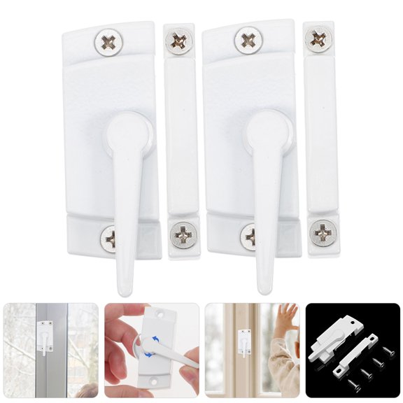 GETAJGHSD 2Sets White Vinyl Window Locks for Vertical and Horizontal Sliding Windows Home Security