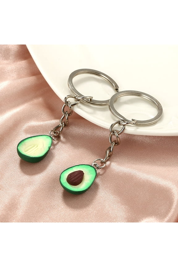2pcs Bag Decoration Keychain Avocado Key Chain Clay Random Style Couples
