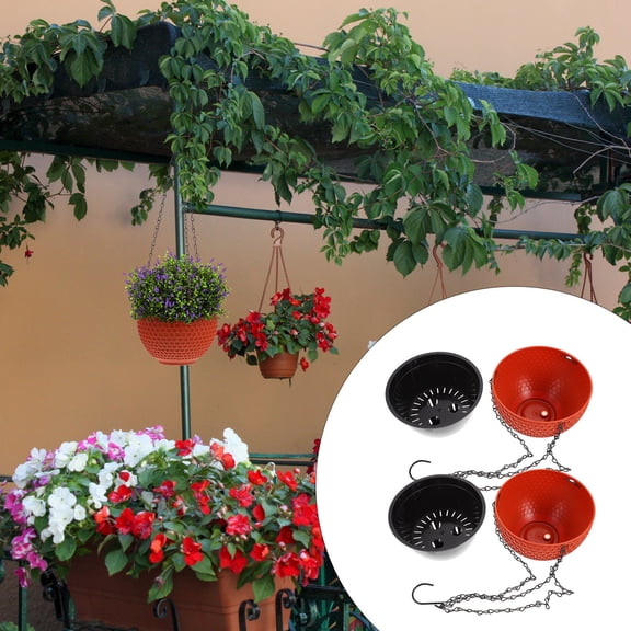 GETAJGHSD 2-Pack Stylish Hanging Flower Pots Plastic Garden for Orchids, Snake Plants, Cacti and Indoor Outdoor Use