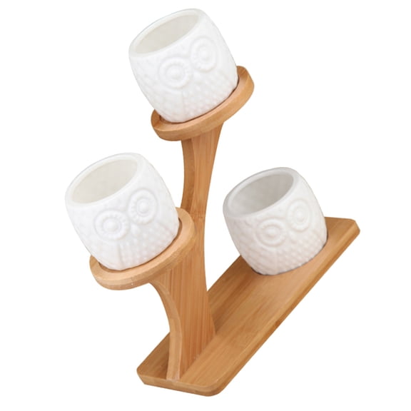 GETAJGHSD 3 Flowerpots Owl Succulent Planter Ceramics White for Home Decor 7.86x6.48x3.54 in