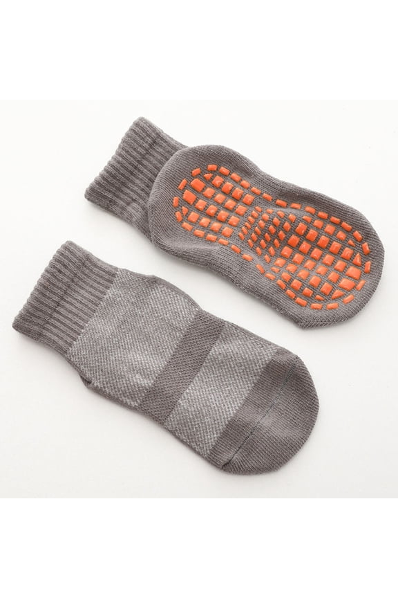 3 Pairs Youth Grip Socks for Children Smooth Wooden Board Use Grey