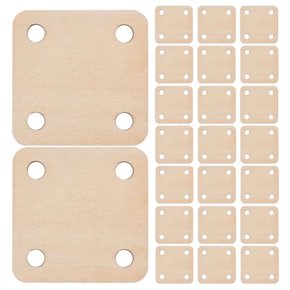 GETAJGHSD 36pcs Wood Weaving Tablet Cards 4-hole Square Board for Crafting
