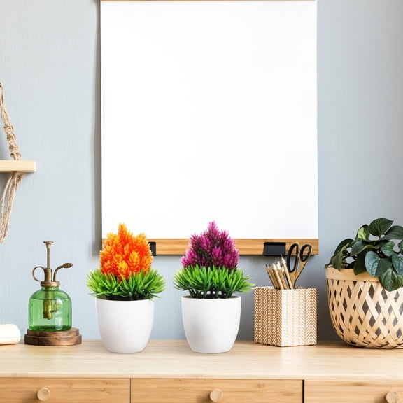 GETAJGHSD 3Pcs Plastic Potted Simulation Pineapple Bonsai Artificial Green Plants for Home Decor