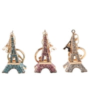 GETAJGHSD 3Pcs French Souvenir Keychains Metal Eiffel Tower with Decorative Rhinestones
