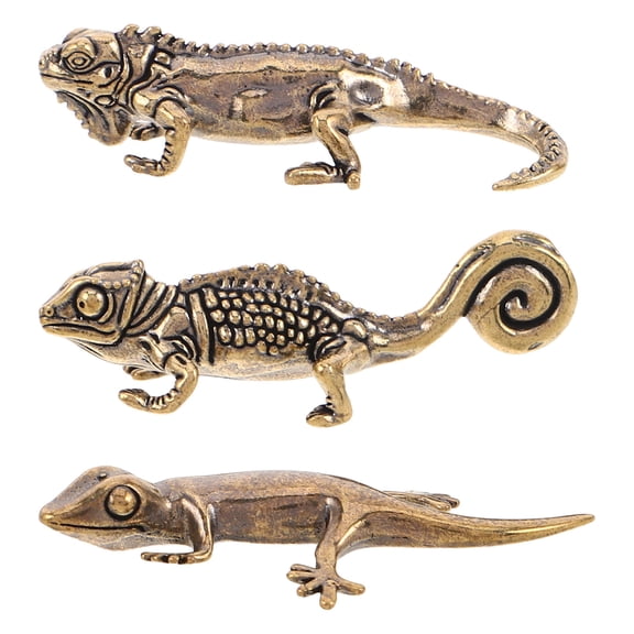 GETAJGHSD Golden Brass Lizard Figurines Set for Home Decor - Lifelike and Artistic