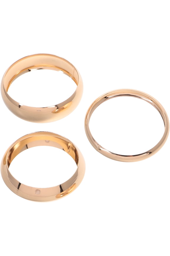 3Pcs Minimalist Golden Chunky Cuff Bracelets Wide Stackable Plain Hoop Wrist Accessories