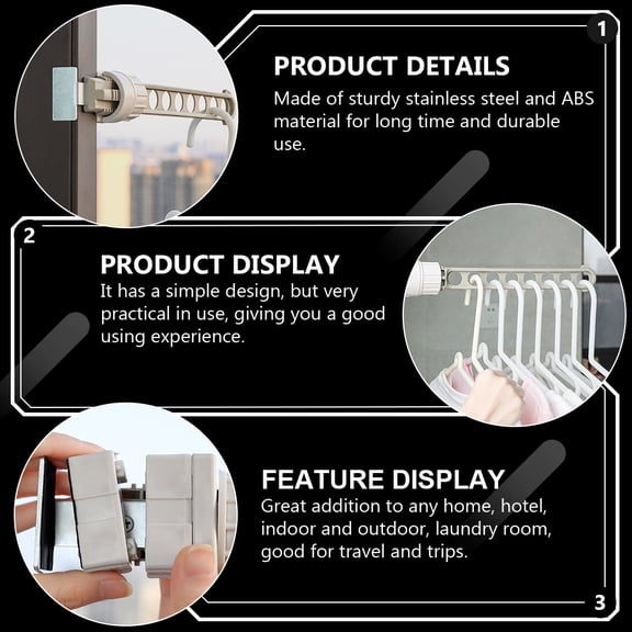 GETAJGHSD 3Pcs Stainless Steel Clothes Drying Hooks with 8 Hole Design for Home and Travel Use