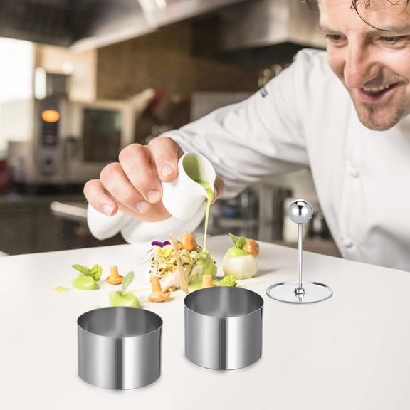 GETAJGHSD Stainless Steel Kitchenware Round Cold Dish Mold Silver 3Pcs