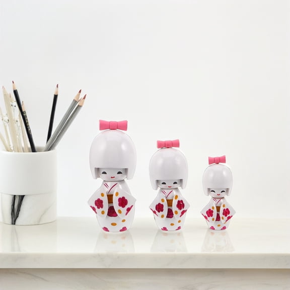 GETAJGHSD 3Pcs Authentic Japanese Kimono Dolls White Handcrafted Collectible Figurines for Living Room Decor