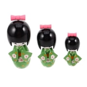 GETAJGHSD 3Pcs Traditional Japanese Kokeshi Dolls in Light Green for Indoor Ornaments Collectible Figurines