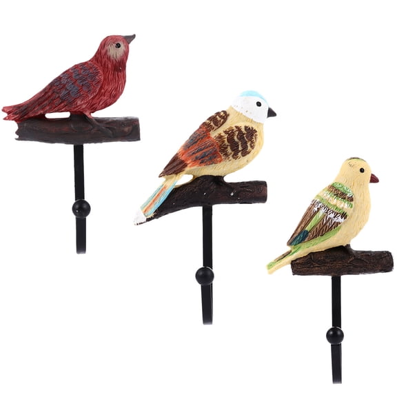 GETAJGHSD 3-Piece Bird-Shaped Wall Rack Hooks Set, Resin and Iron Material for Hanging Clothes, Coats, and Decorative Use