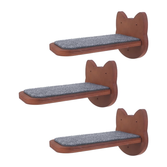 GETAJGHSD 3Pcs Floating Cat Wall Platforms with Scratching Pad Khaki Indoor Mountable Cat Furniture