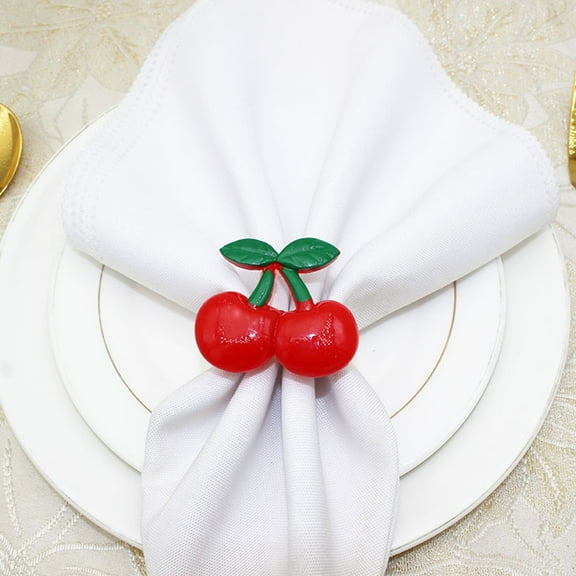 GETAJGHSD Cherry Shape Napkin Buckles Red 4Pcs 2x1.8in