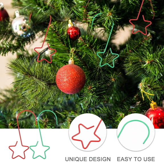 GETAJGHSD 40Pcs Christmas Star Ornaments Hooks Stainless Steel Five-Pointed Star Design for Hanging Decor