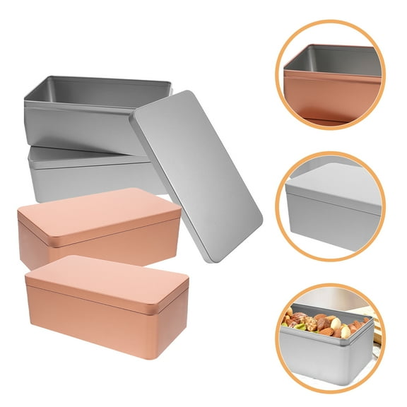 GETAJGHSD Tinplate Storage Box Set, 4 Pieces Assorted Colors, Lightweight Small Item Organizer Containers