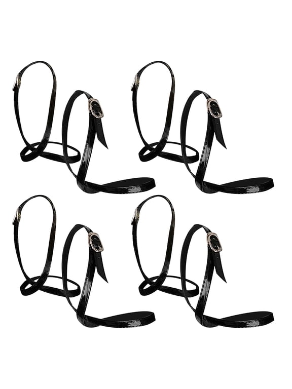 4 Pairs Women Adjustable Ankle Shoe Straps for Heels Black Pu