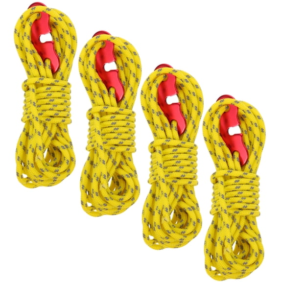 GETAJGHSD Camping Guy Line Rope Yellow Reflective Design with Aluminum Hook 4Pcs