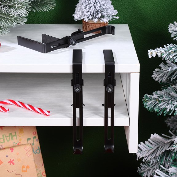 GETAJGHSD 4 Pcs Holiday Stocking Hangers Black for Christmas Fireplace Decor