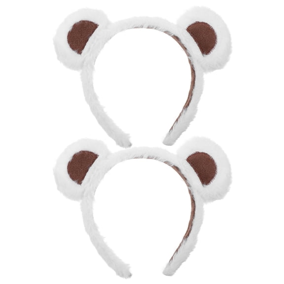 GETAJGHSD 4Pcs Cute White Plush Bear Headband Furry Animal Ears Hair Hoop for Skincare Use
