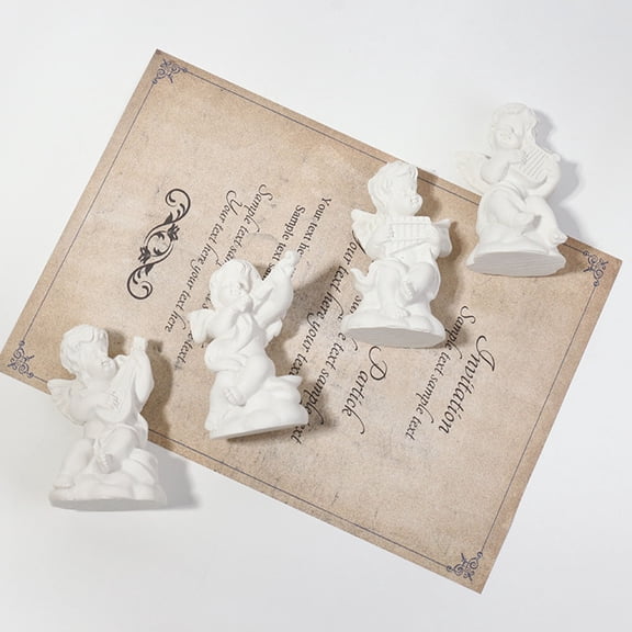 GETAJGHSD 4-Piece Elegant Resin Angel Figurines Set, Small Decorative Sculptures for Home, Room, Office, Shelf Display
