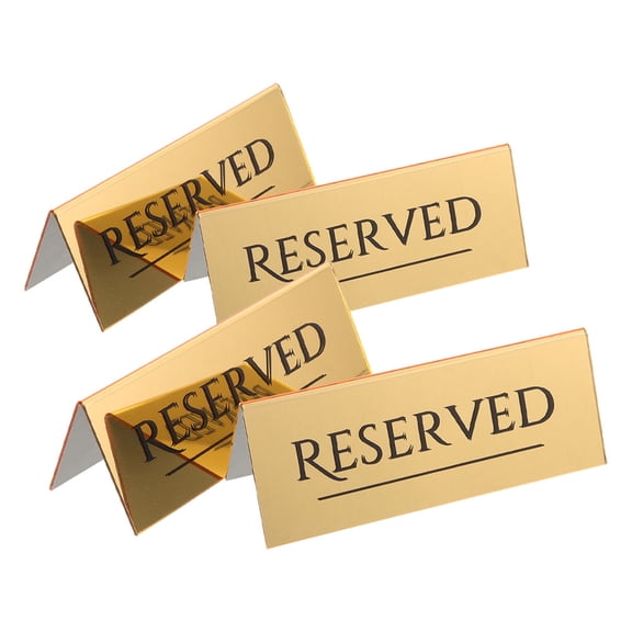 GETAJGHSD 4Pcs Acrylic Reserved Table Signs Plated Gold Decorative Wedding Restaurant Seating Signs