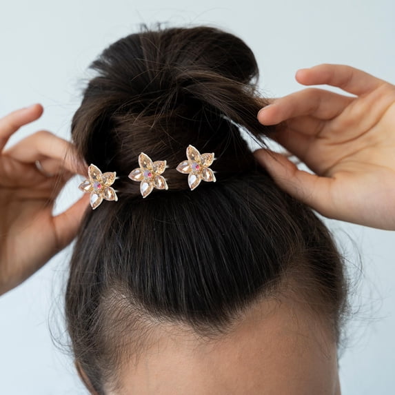 GETAJGHSD 4Pcs Golden Hair Sticks with Rhinestone Decoration for Elegant Wedding and Formal Hair Styling