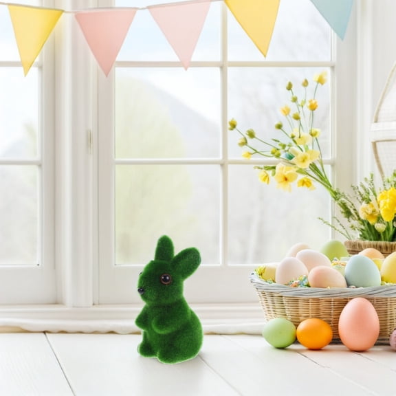 GETAJGHSD 4Pcs Easter Bunny Decoration Artificial Moss Statues for Tabletop and Outdoor Garden