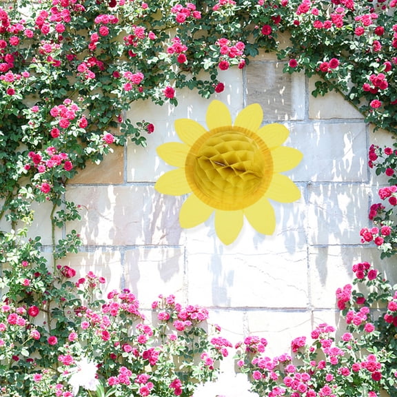 GETAJGHSD 4Pcs Paper Sunflower Ornaments for Joyful Hawaii Party Decoration in Yellow Color