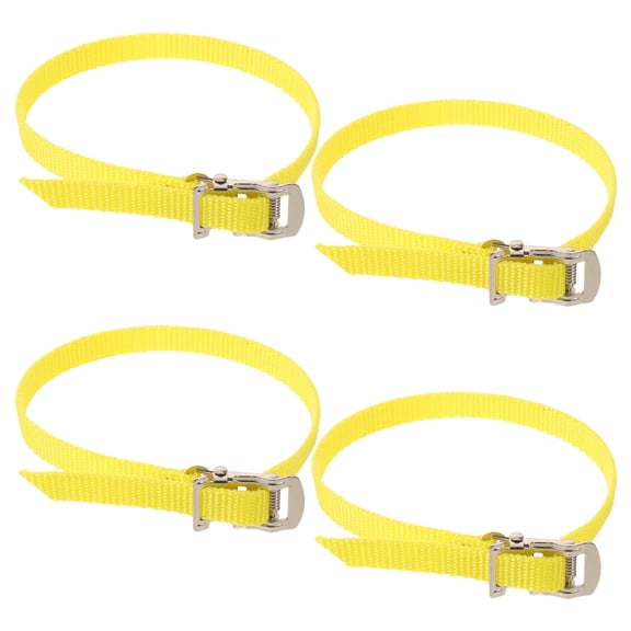 GETAJGHSD 4Pcs Replacement Foot Pedal Straps Bicycle Toe Clips with Clamp Lock for Cycling Yellow