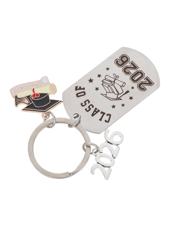 4Pcs Class of 2026 Graduation Keychains Plated Silver Stainless Steel Gift for Graduate Memories