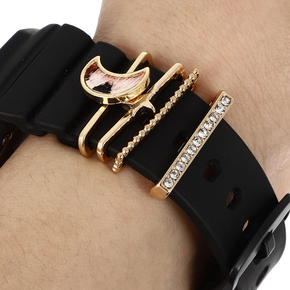 GETAJGHSD 4Pcs Trendy Zinc Alloy Watchband Charms for Women Men Smartwatch Strap Jewelry 0.9x0.4in