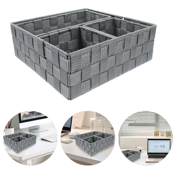 GETAJGHSD 4Pcs Combination Storage Case Grey for Desk Organizing Makeup Brush Holder and Sundries Storage