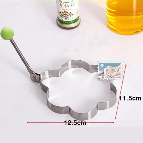 GETAJGHSD 4Pcs Stainless Steel Frying Mold Set with Heart Star Round and Flower Shapes for Pancakes