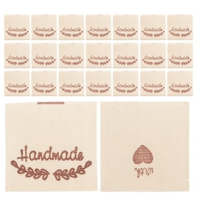 GETAJGHSD 50Pcs Cotton Handmade Sewing Labels Washable Cloth Tags for Embroidery and Craft Projects Beige